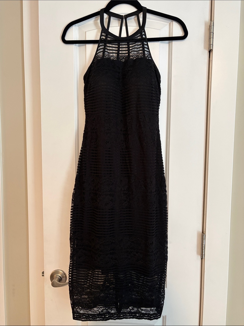 Guess Black Lace Halter Midi Dress